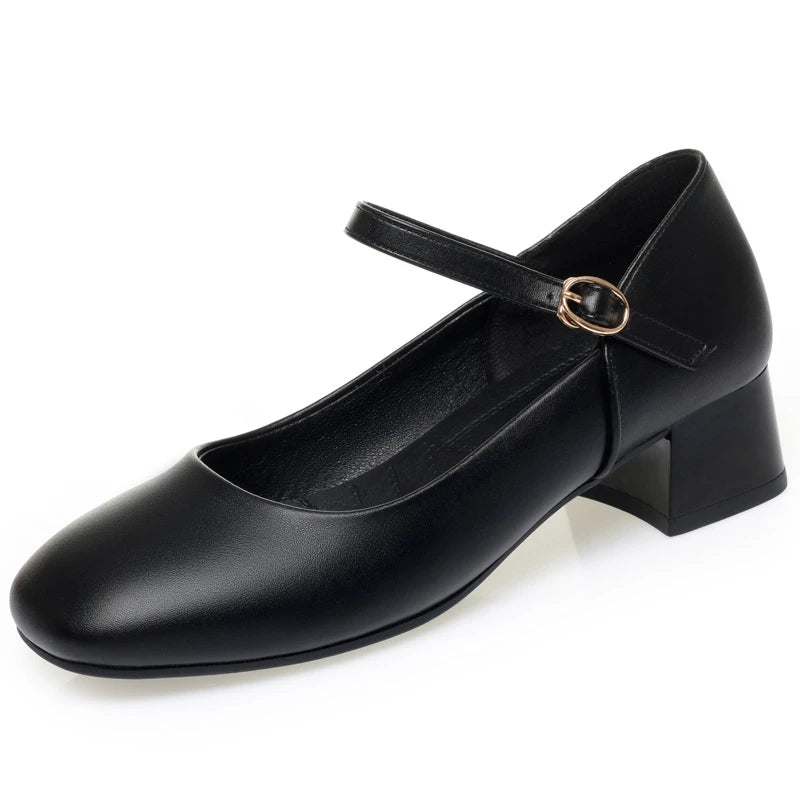 Soft Leather Work Shoes Women Black Sole Comfortable Working Thick Zpaxo