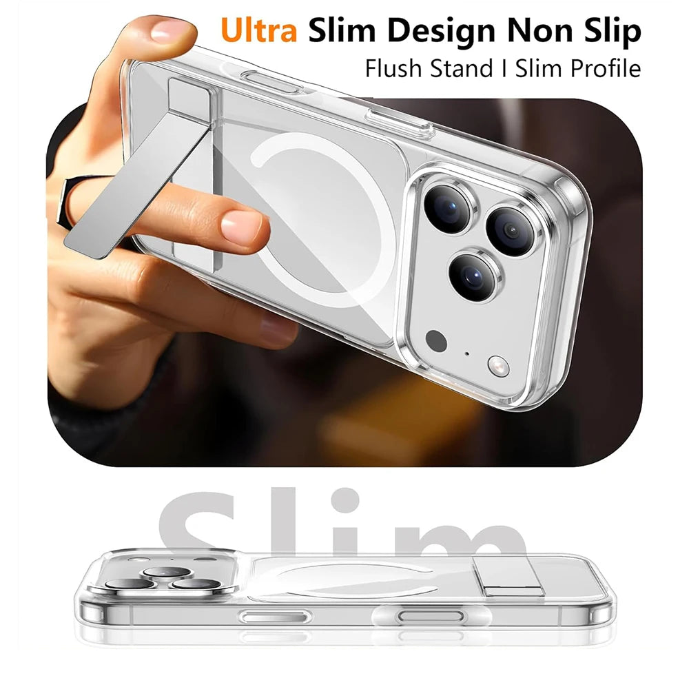 Clear Magnetic Wireless Case Kickstand Iphone 11 Max Mini 14 13 17 12