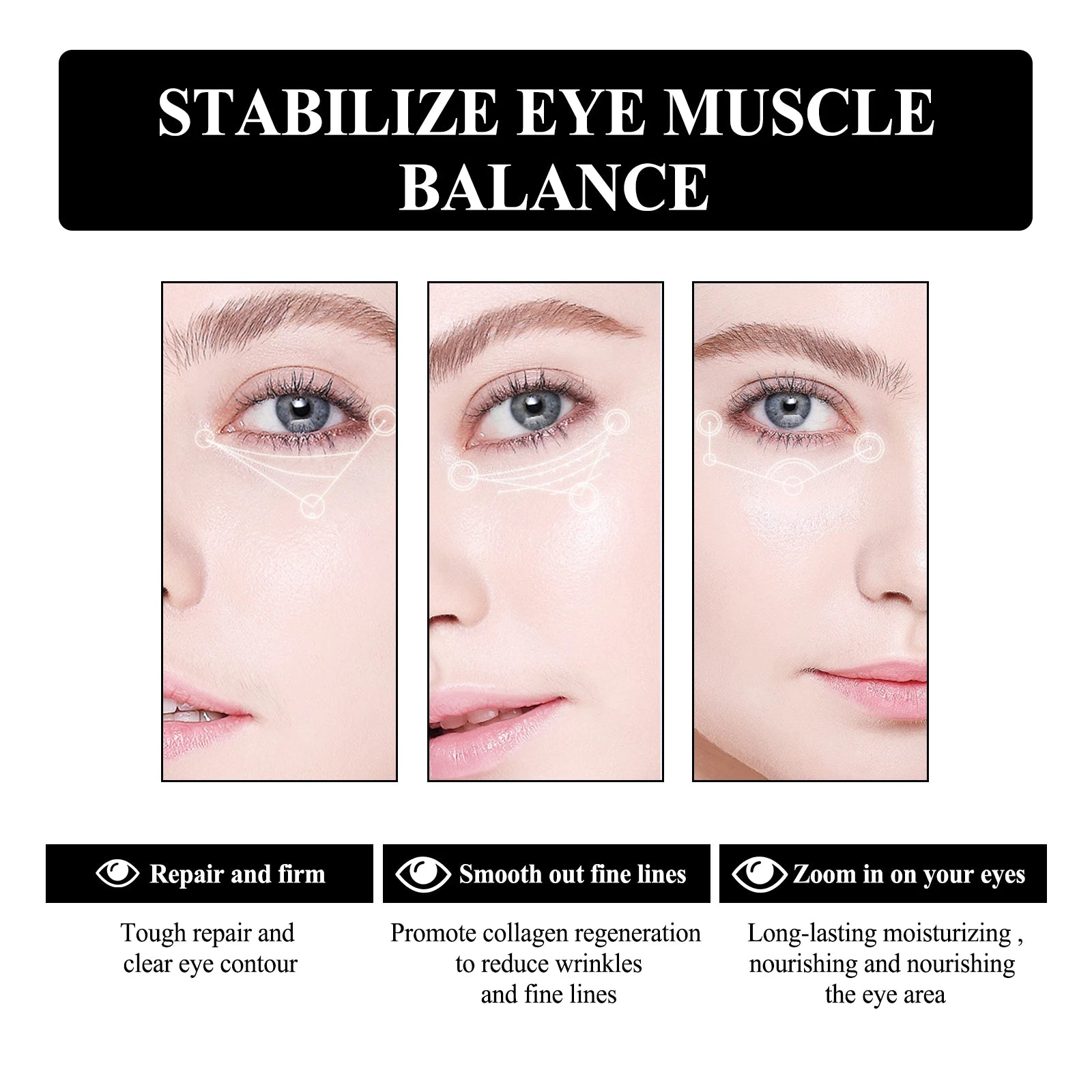 Snake Venom Peptide Eye Cream Anti Wrinkle Whitening Moisturizing Dark Circles Removal Fade Eye Bag Puffiness Lift Firm Eye Care Zpaxo