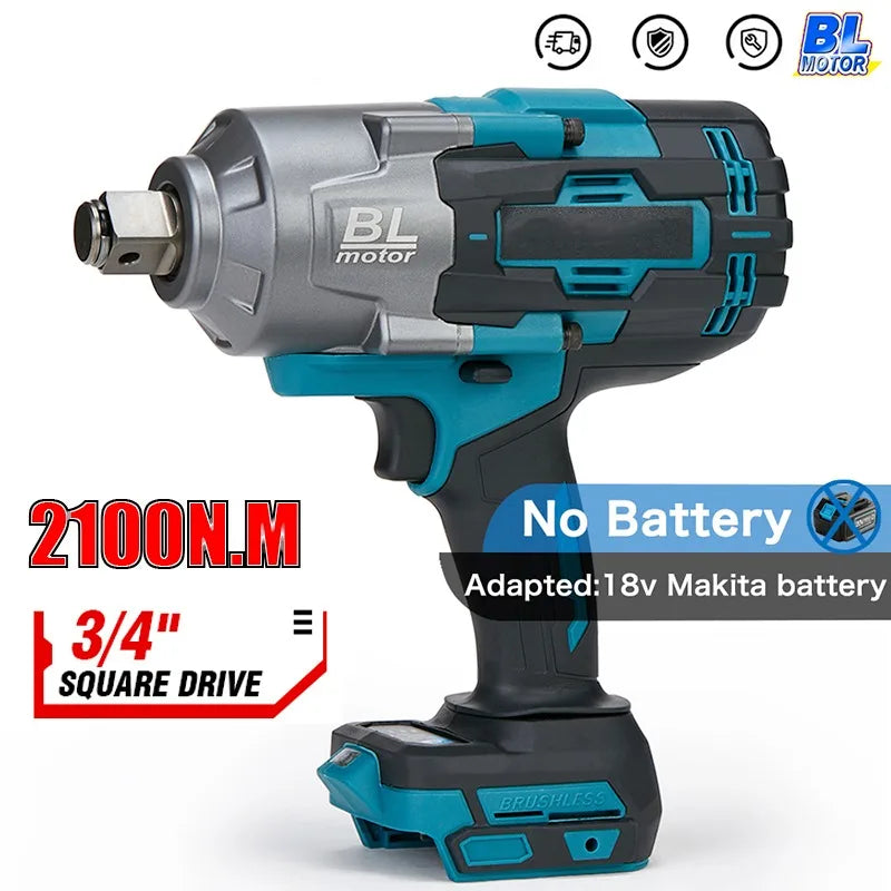 2100N M Brushless Cordless Electric Impact Wrench Rechargeable 3 4