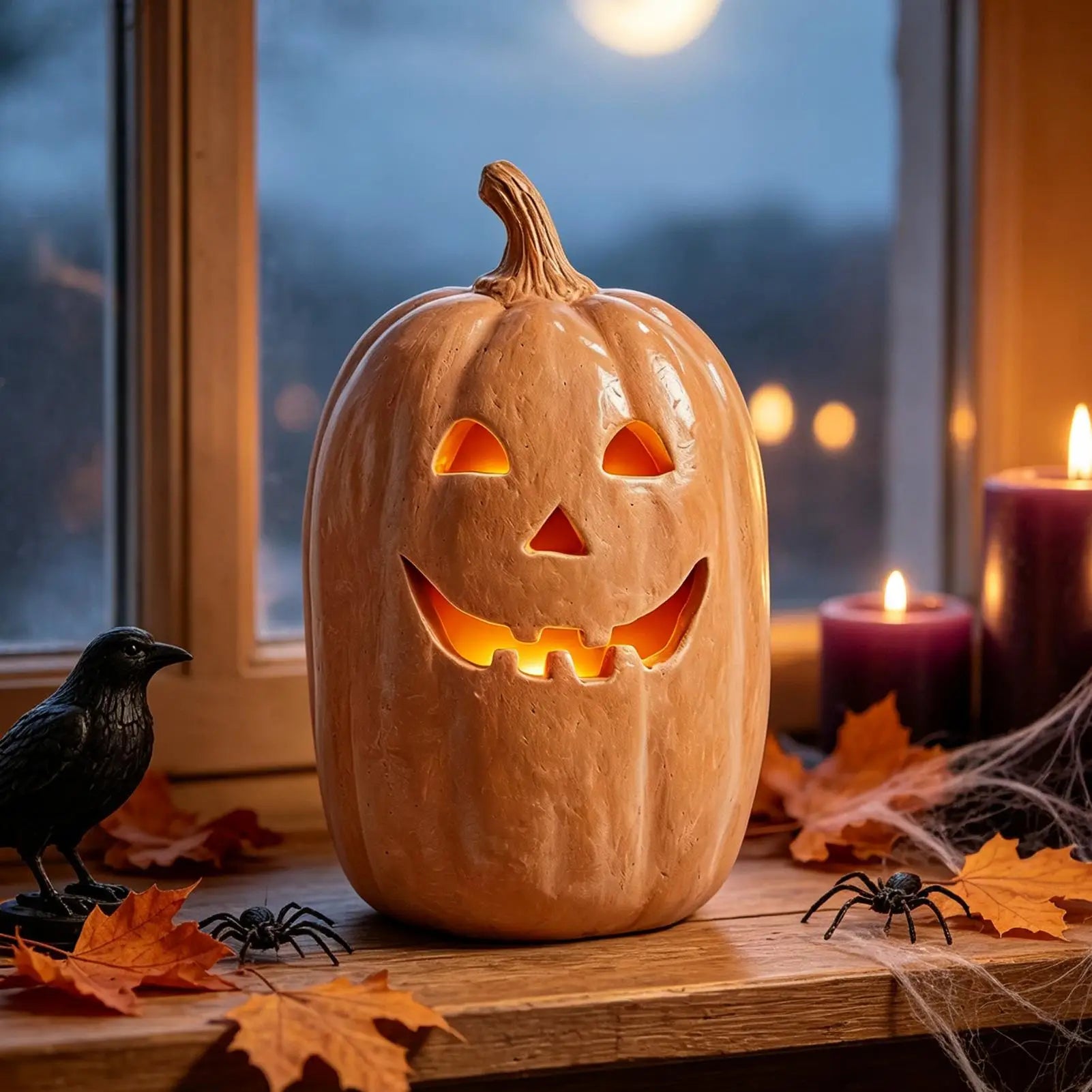 Pumpkin Lanterns Decor Handmade Resin Lantern Centerpiece Halloween