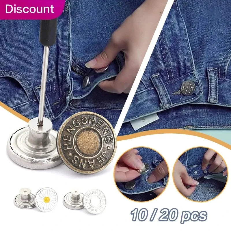 17mm Metal Jeans Buttons Replacement Screw Repair Kit 10/20Pcs