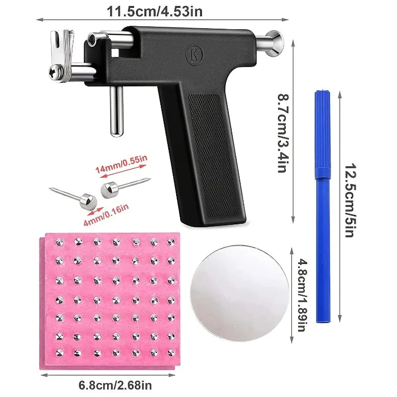 Professional Ear Piercing Gun Tool Set Professional Ear Piercing Gun Tool Set 98pcs Ear Studs Steel Ear Nose Navel Body Piercing Zpaxo