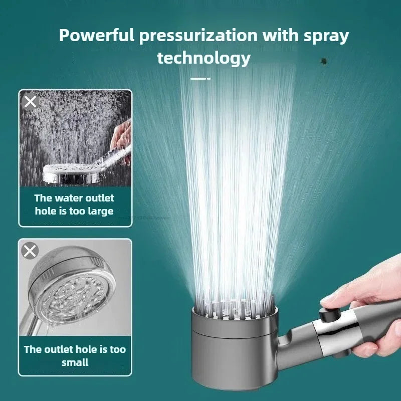2026 New Turbocharged Filter Shower Head 3 Modes High Pressurized Handheld Shower with Massage Brush One Click On/Off Switch Zpaxo