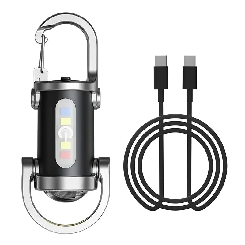 Mini Rechargeable Keychain Flashlight – 6 Modes, COB+LED
