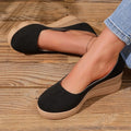 2026 Spring Autumn Suede Wedges Heel Single Shoes Women's Thick Soled Zpaxo black 39