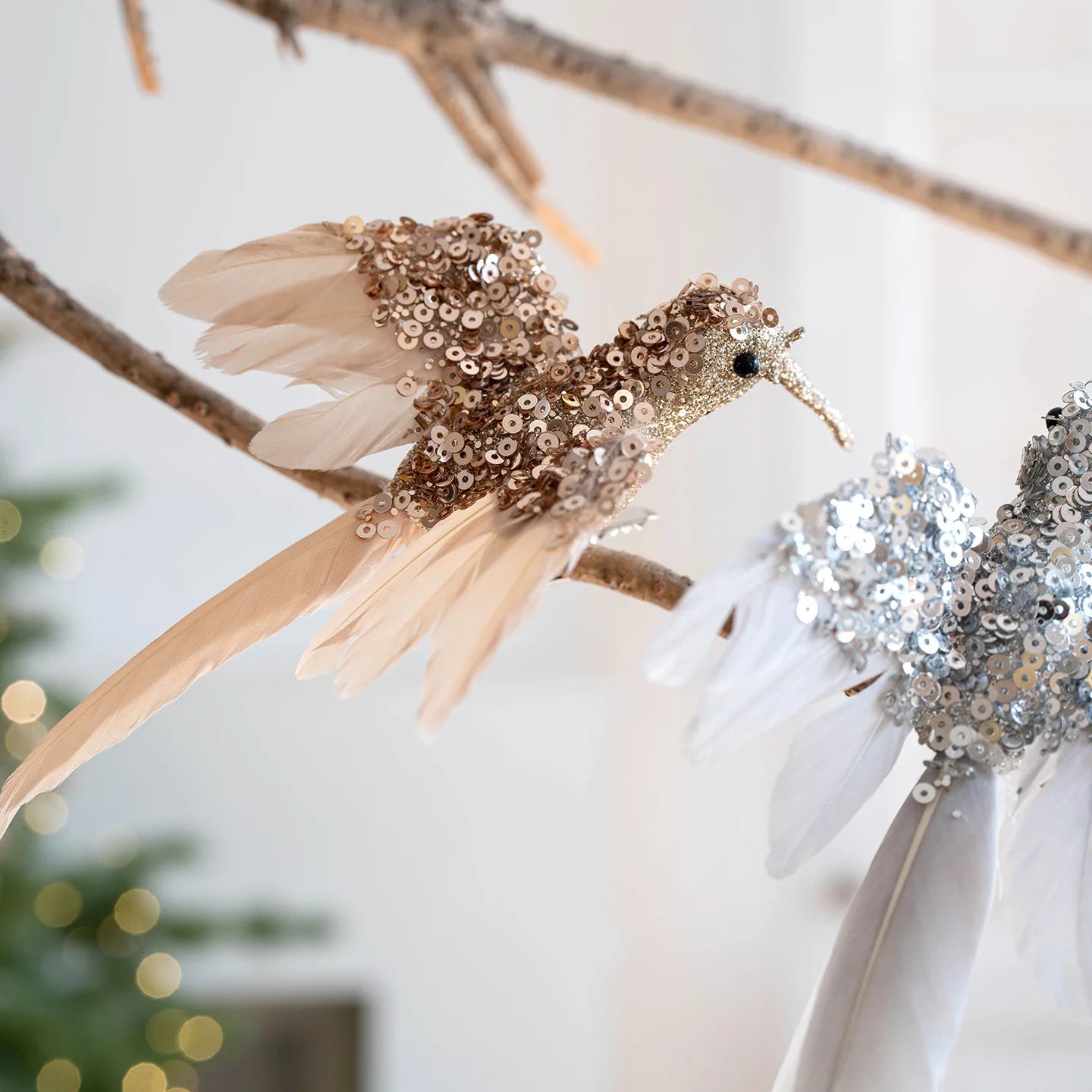 2-Pack Feather Hummingbird Christmas Ornaments – Glitter Birds Christmas Ornaments Zpaxo