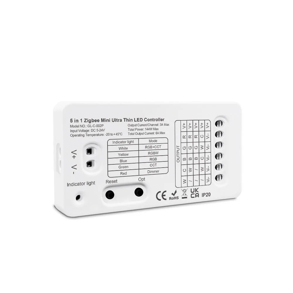 Zigbee Mini 5 in1 12/24V RGBCCT/RGBW/RGB/CCT/Dimmer LED Light Strip Controller Tuya Smart Life App/2.4G Remote Control Alexa Hue Zpaxo Mini 5 in 1 Pro China Mainland