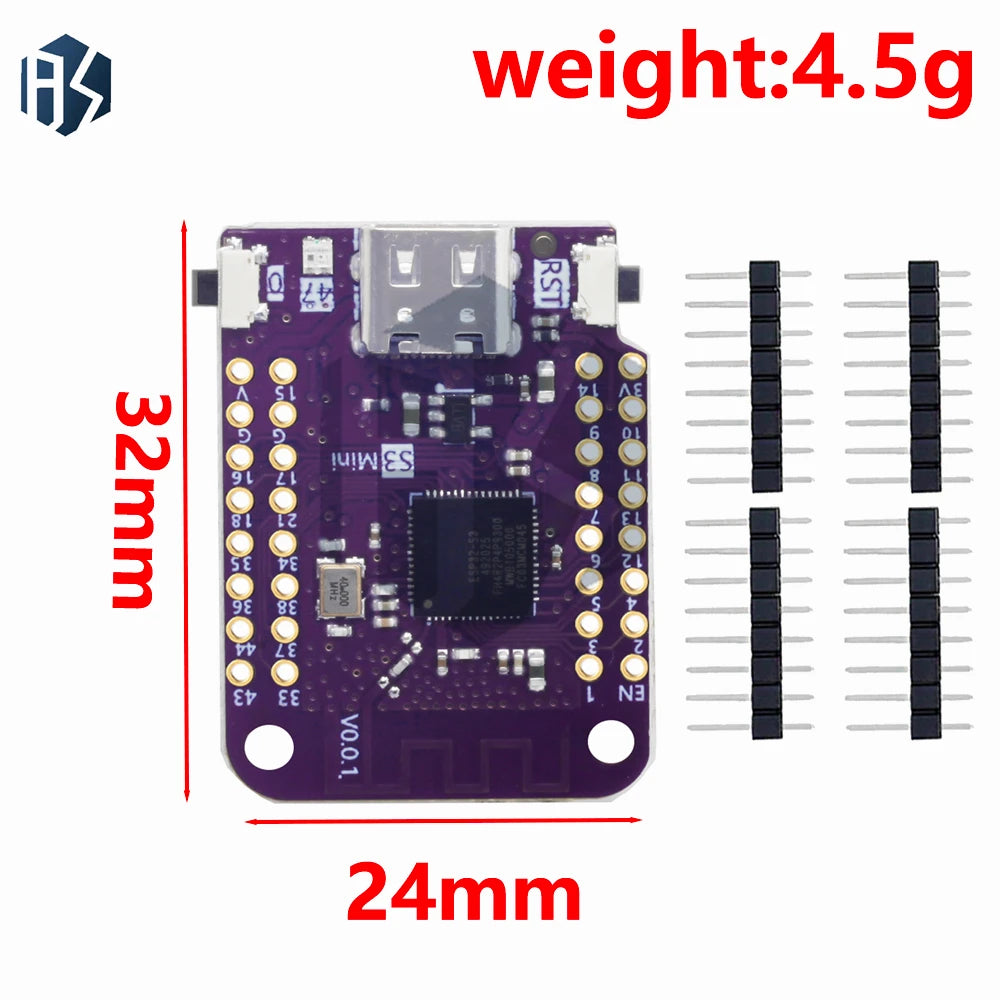 LOLIN ESP32-S3 Mini V1.0.0 4MB Flash 2MB PSRAM WiFi Bluetooth IoT Board for Arduino MicroPython Zpaxo