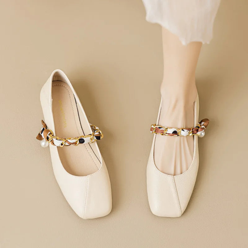 Flat Shoes for Women Spring and Autumn Square Toe Mary Jane Shoes for Women Low Heel for Women Plus Size Women's Shoes Zpaxo