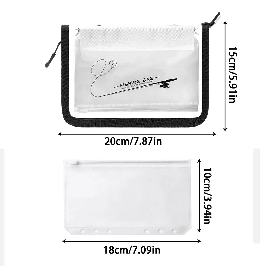 Fishing Bait Bag 10-Page Pvc Ring-Binder Clear Lure Organizer Fishing Tackle Holder for Boat Beach Shore Lake River Pond Zpaxo