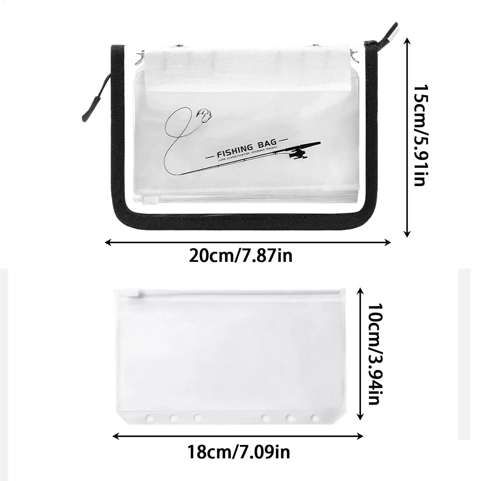 Fishing Bait Bag 10-Page Pvc Ring-Binder Clear Lure Organizer Fishing Tackle Holder for Boat Beach Shore Lake River Pond Zpaxo