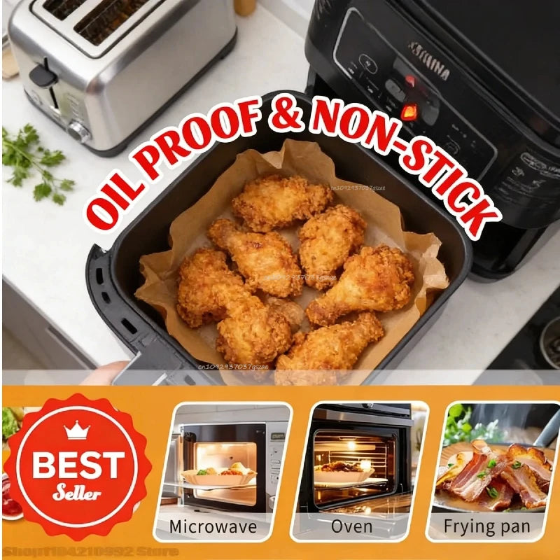 100Pcs Air Fryer Paper Oil Proof Isolation Paper Tray Disposable Non Stick Baking Pad Convenient And Durable Air Fryer Square Zpaxo Default Title