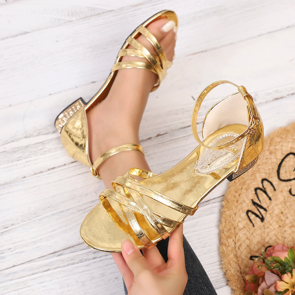 2026 New Women Sandals Chunky Mid-Heel Fashion Sandals Open-Toe Korean Style Shoes Women Sexy Versatile Shoes Zapatos De Mujer Zpaxo