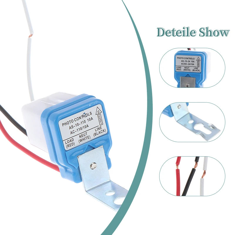 1Pc Auto On Off Photocell Street Light Sensor Switch AC 24v 110v 220v Auto Street Light Switch Night On Day Off Sensor Switches Zpaxo