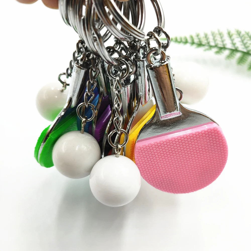 Accessories 7 Color Bowling Tennis Ball Badminton Table Tennis Racket Ping Pong Key Ring Sports Keyring Table Tennis Keychain Zpaxo