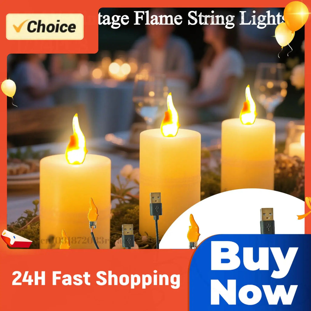 1- DIY Flame Tip Lights Bulb USB 5V Candelabra Night Light Bulbs Plug