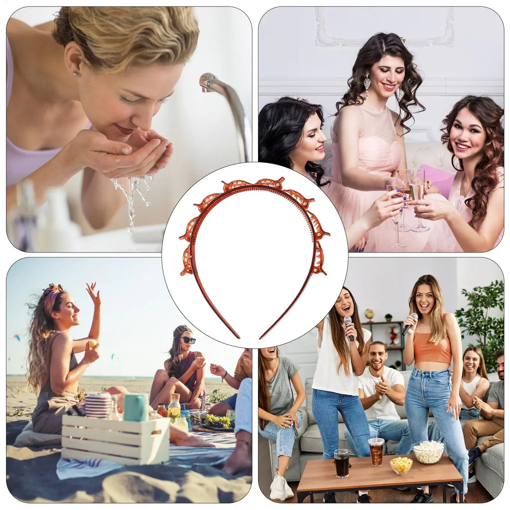 Women's Headband with Clips – Twist Plait & Bang Hair Hoop Clip Headband Zpaxo