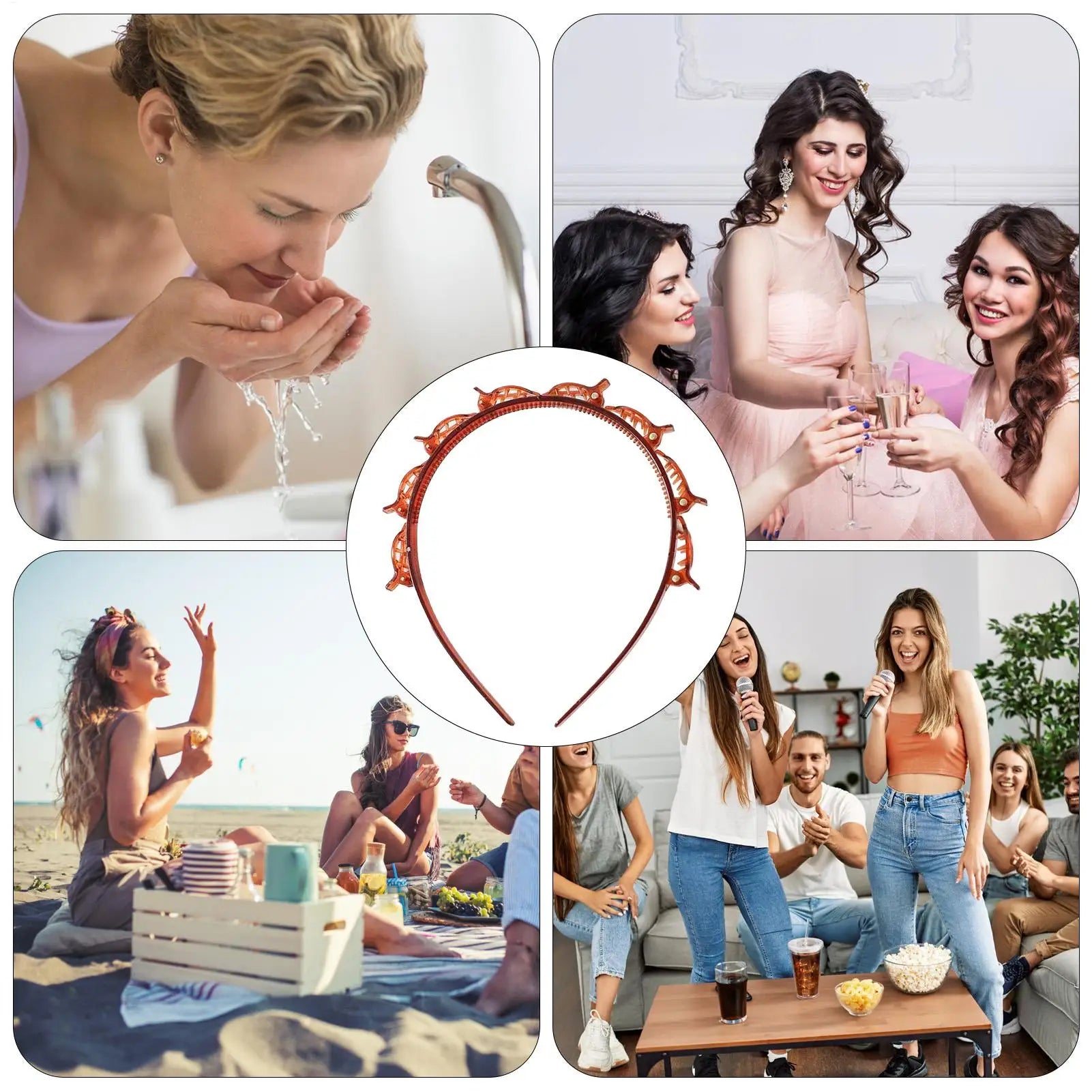 Women's Headband with Clips – Twist Plait & Bang Hair Hoop Clip Headband Zpaxo