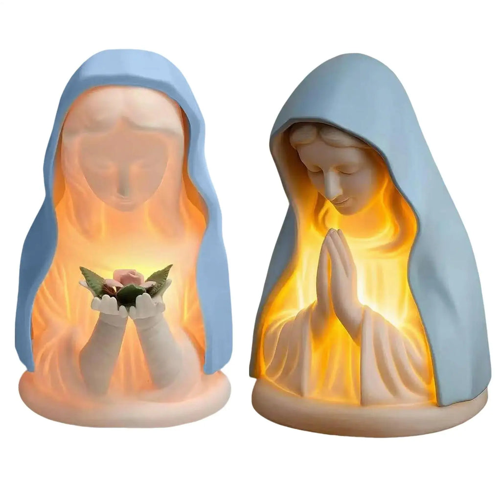 Blessed Mother Mary Night Light Plug Warm White LED Religious Decor