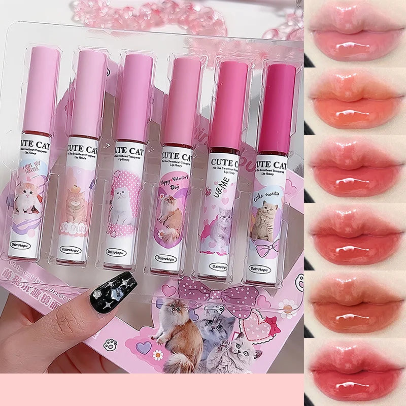 Matte Lip Gloss AB Two Sets Not Stained Cup Mouth Red Moisturizing Zpaxo H-6PCS