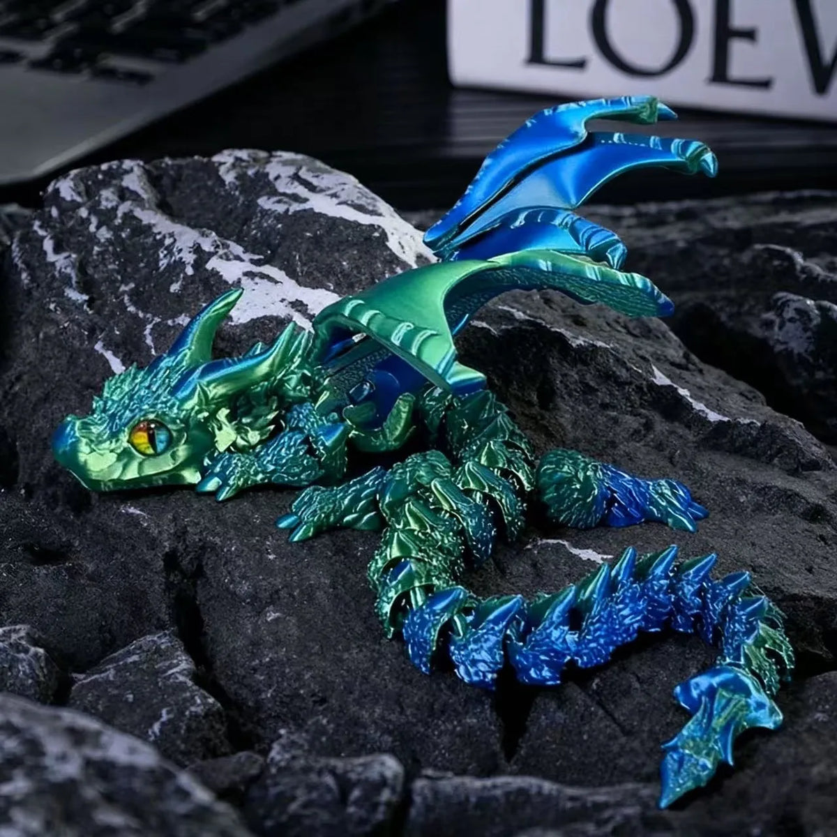 9- 3D Printing Fly Dinosaur Action Figure Mini Toys Home Desktop Zpaxo lasergreen 22cm8.6in