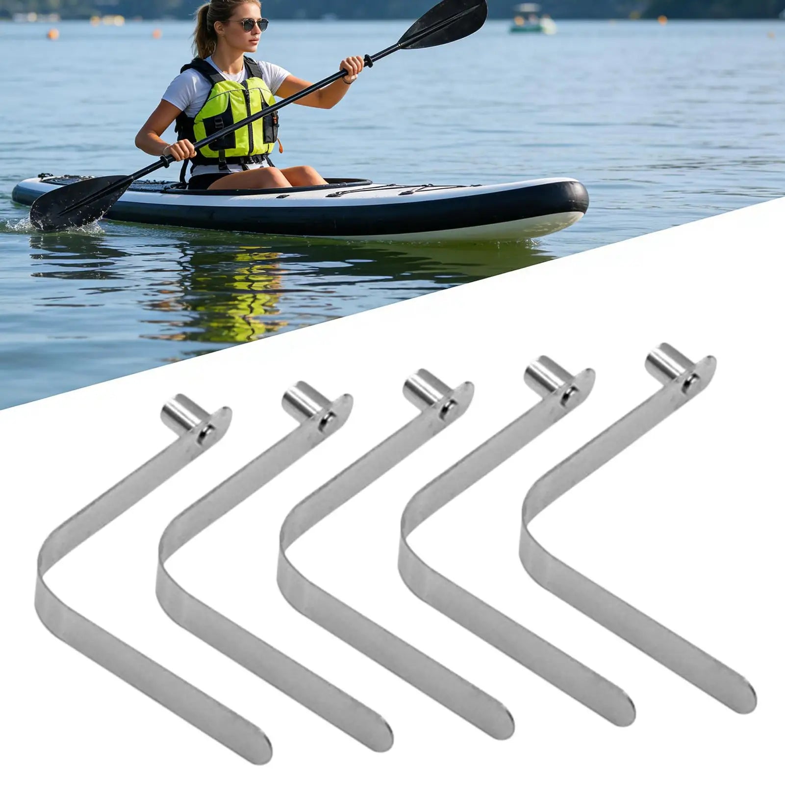 5-Pack V-Shape Spring Clips – Kayak Paddle & Tent Pole Clamps Outdoor Spring Clips Zpaxo