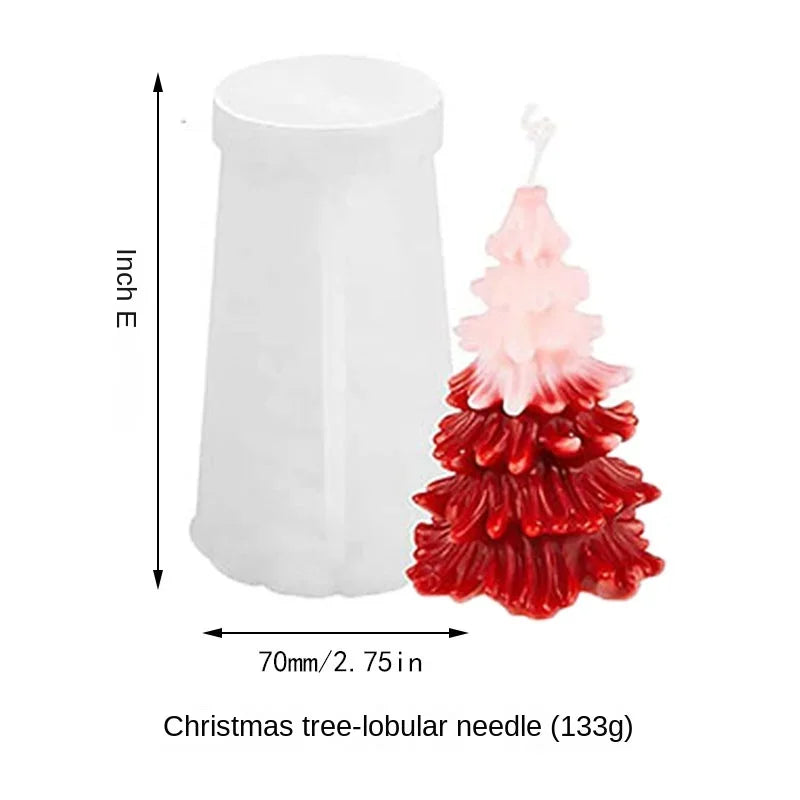 3D Tree Shaped Candle Silicone Mold Xmas Pine Molds Making Wax Soap Zpaxo C