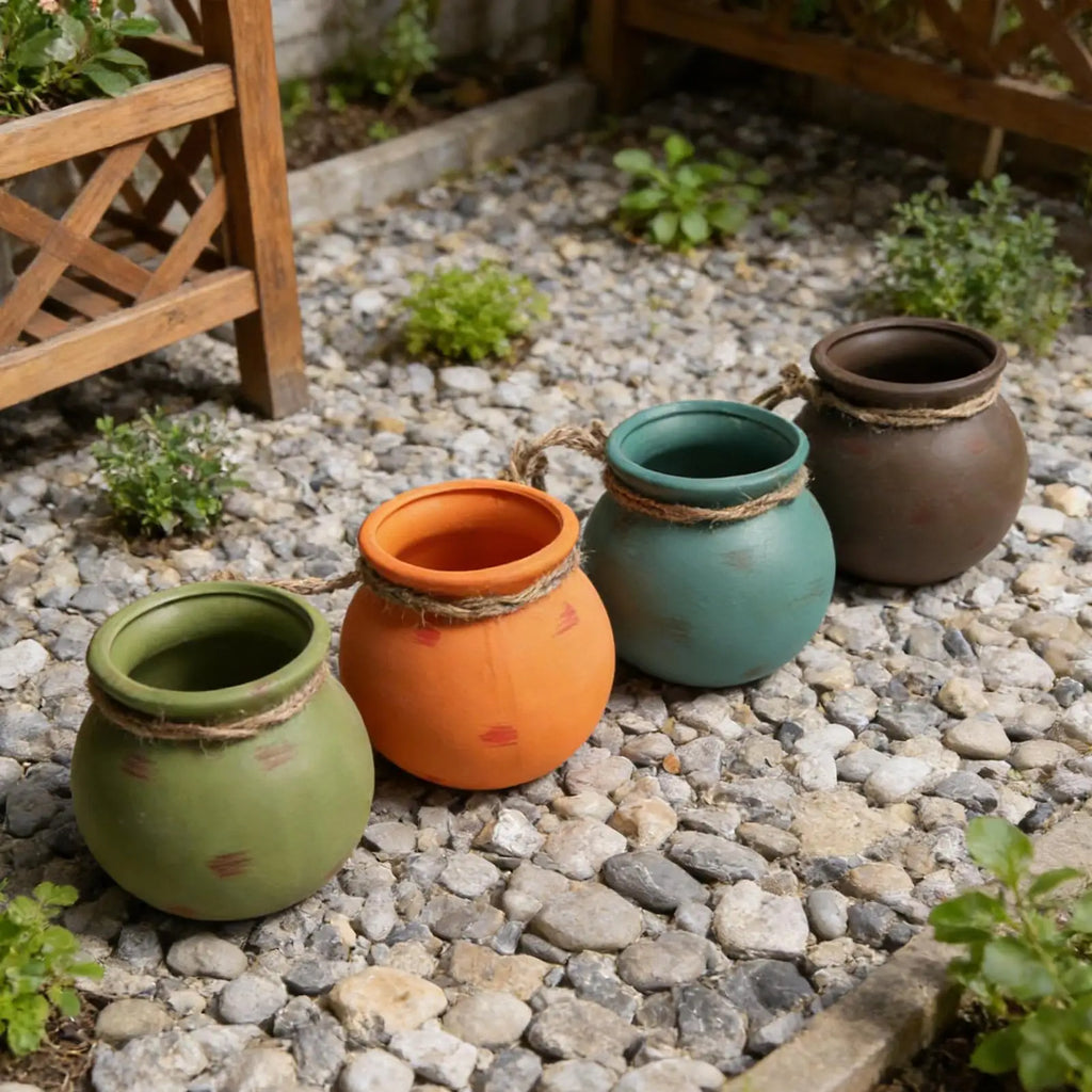 Small Flower Pots 4 Ceramic Cute Home Decor Plant Drainage Cactus