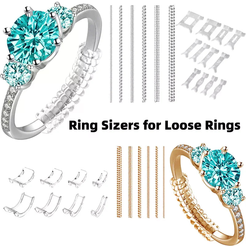 Spiral Spring Based Rings Reduction Pad Essential Adjust Invisible Tightener Fixed Loose Ring Size Ring Ring Size Reducer Tools Zpaxo