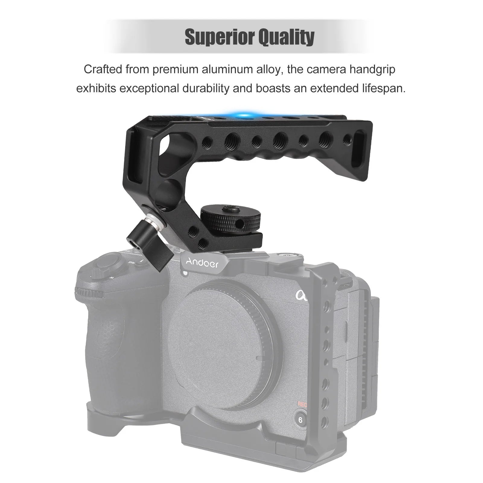 Top Handel Camera Top Handgrip with Cold Shoe Mounts ARRI Positiong Hole 1/4 3/8in Threaded Holes for Camera Cage Sports Camera Zpaxo