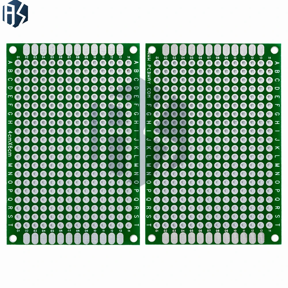 Universal FR-4 Prototype PCB Kit (5PCS) - 4x6cm 1.6mm Thick, Tin-Plated, 2.54mm Standard Pitch (1.6x2.4") Zpaxo