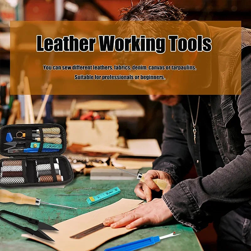 Leather Craftsmanship DIY Leather Sewing Kit Interior Decoration Repair Kit, Comes with Sewing Umbrella Scissors Tool Kit, Suita Zpaxo