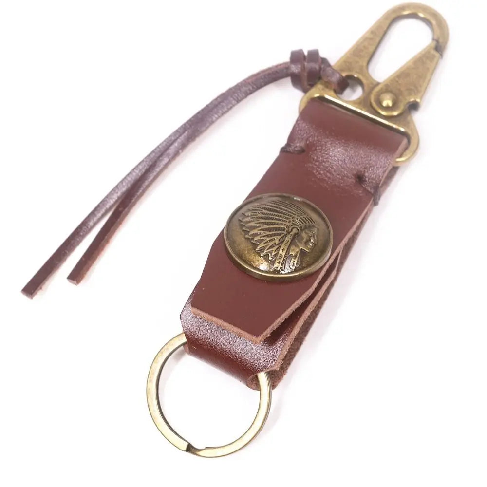 Leather Pendant Handmade Keychain Cowhide Vintage Retro Key Holder Zpaxo