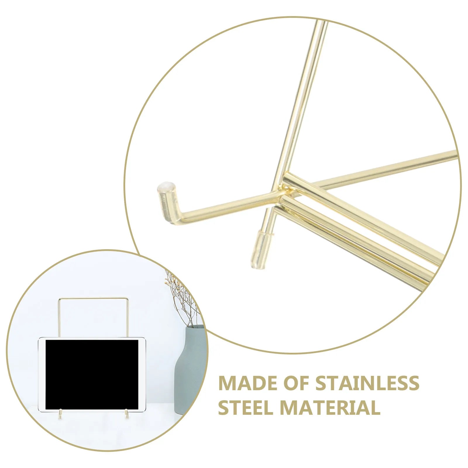 Premium Stainless Steel Display Stand for Picture Frames Books Artwork Plates Cookbooks Easy Tilt Angle Stable Base Decorative