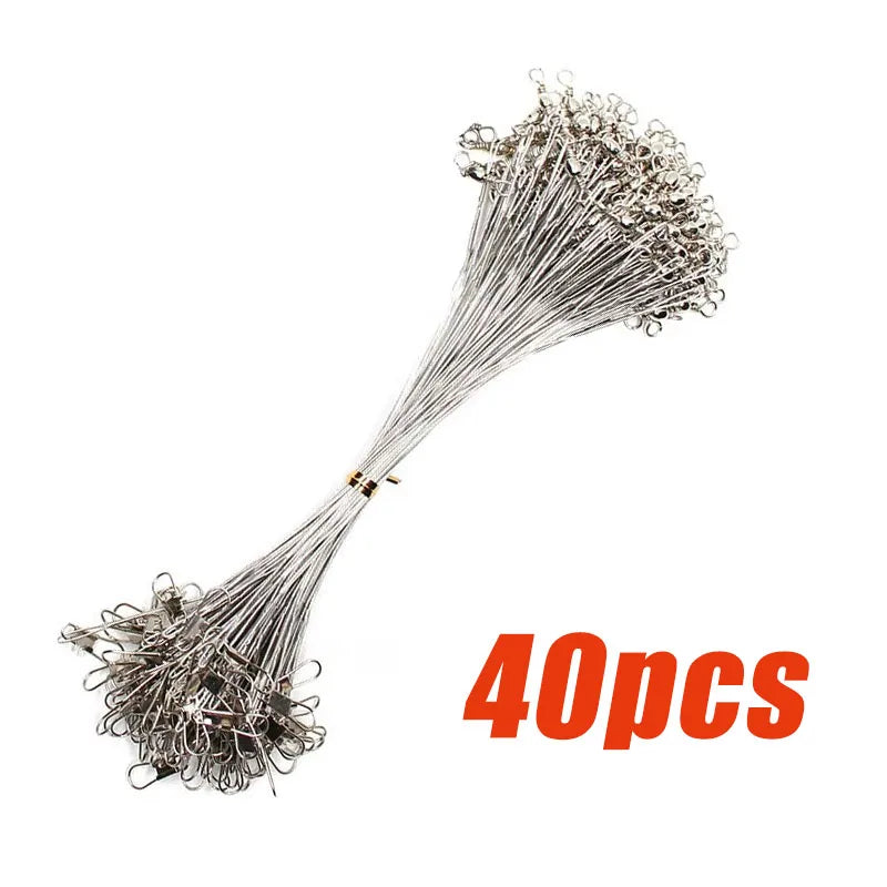 Steel Wire Fishing Leaders with Swivel – 20/100 Pack, 15–30cm