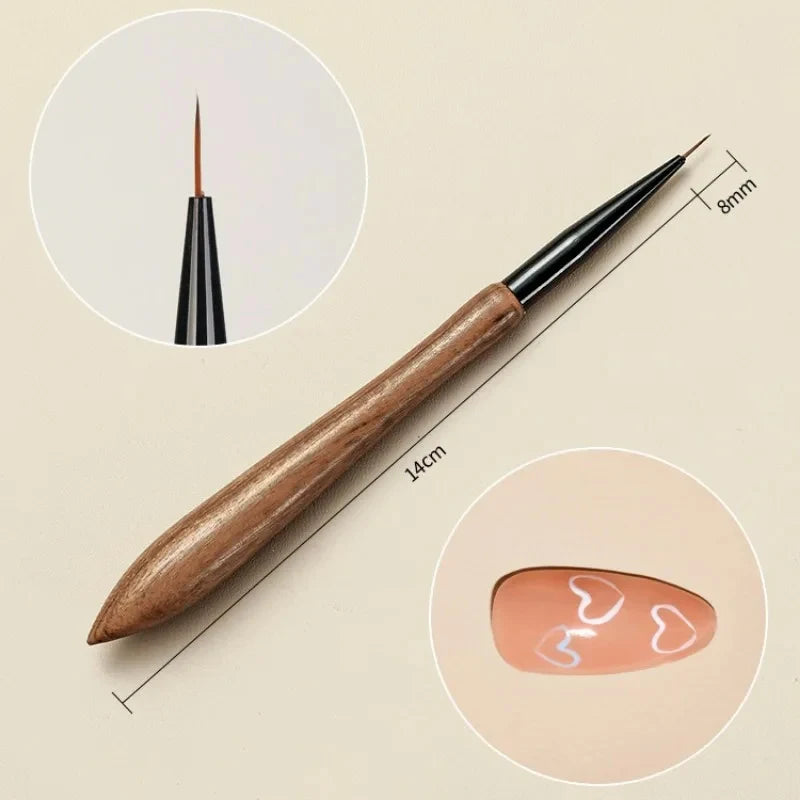 Soft Nylon Wood Handle Watercolor Nail Brush Art Liner Stripes Grid