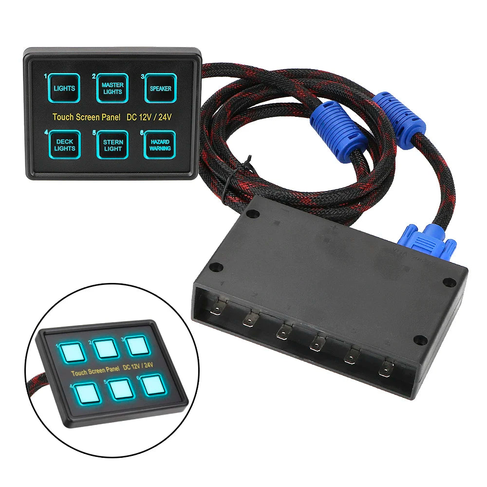 Slim Touch Circuit Control Panel Box 6 Gang LED Switch Screen