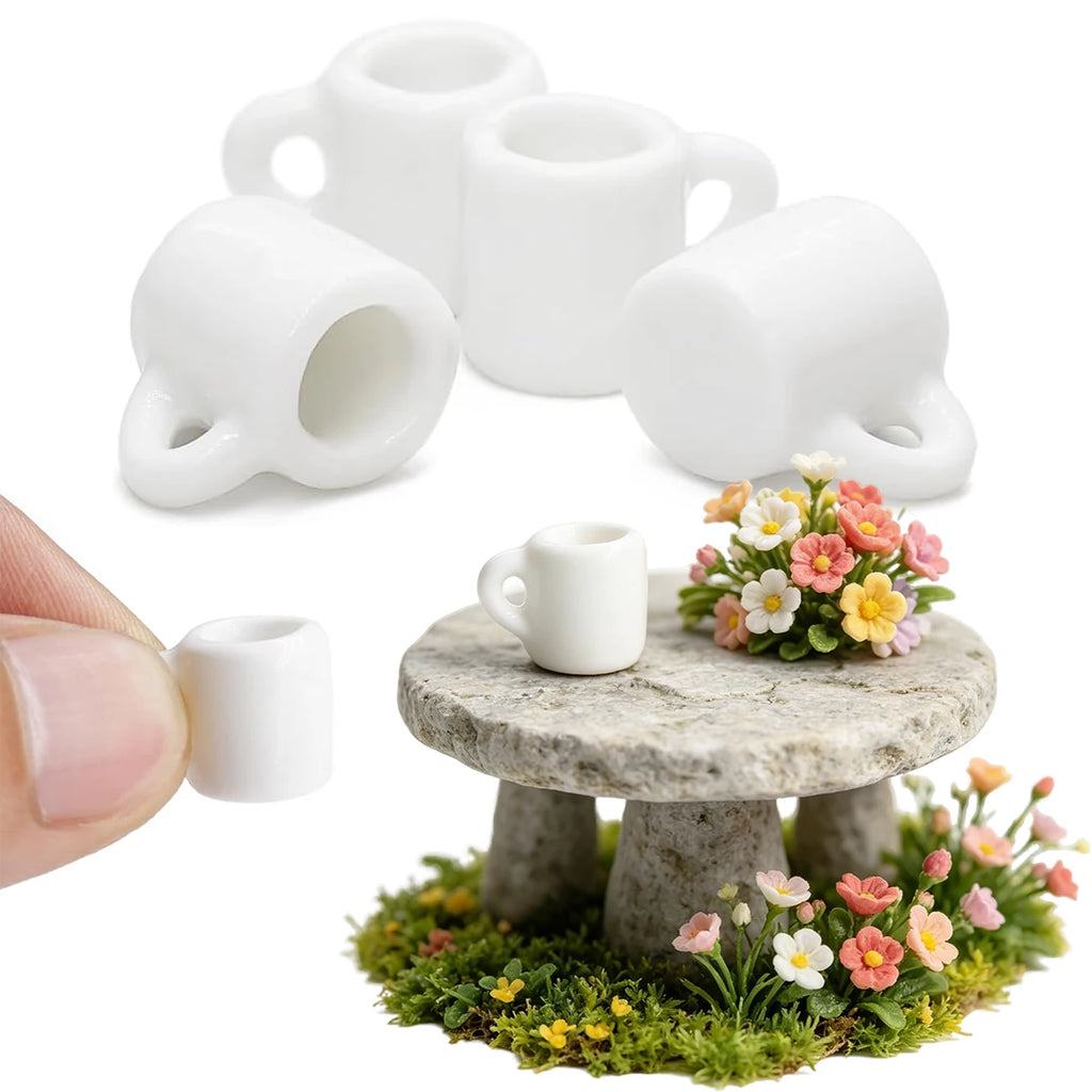 1:12 Miniature Coffee Mugs – Resin Dollhouse Tableware Set