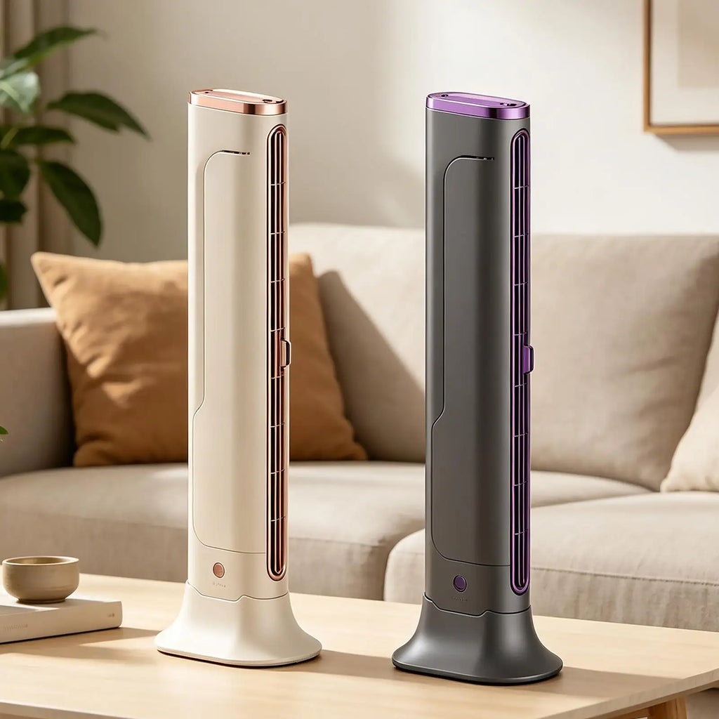 Portable Bladeless Tower Fan Summer USB Rechargeable Small Air Cooler
