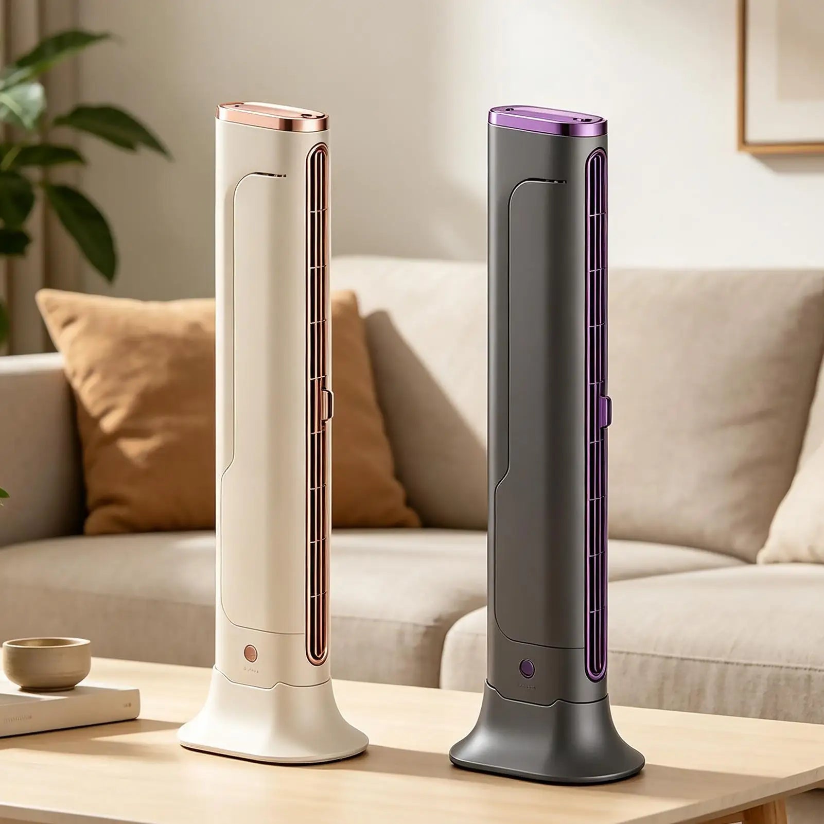 Portable Bladeless Tower Fan Summer USB Rechargeable Small Air Cooler