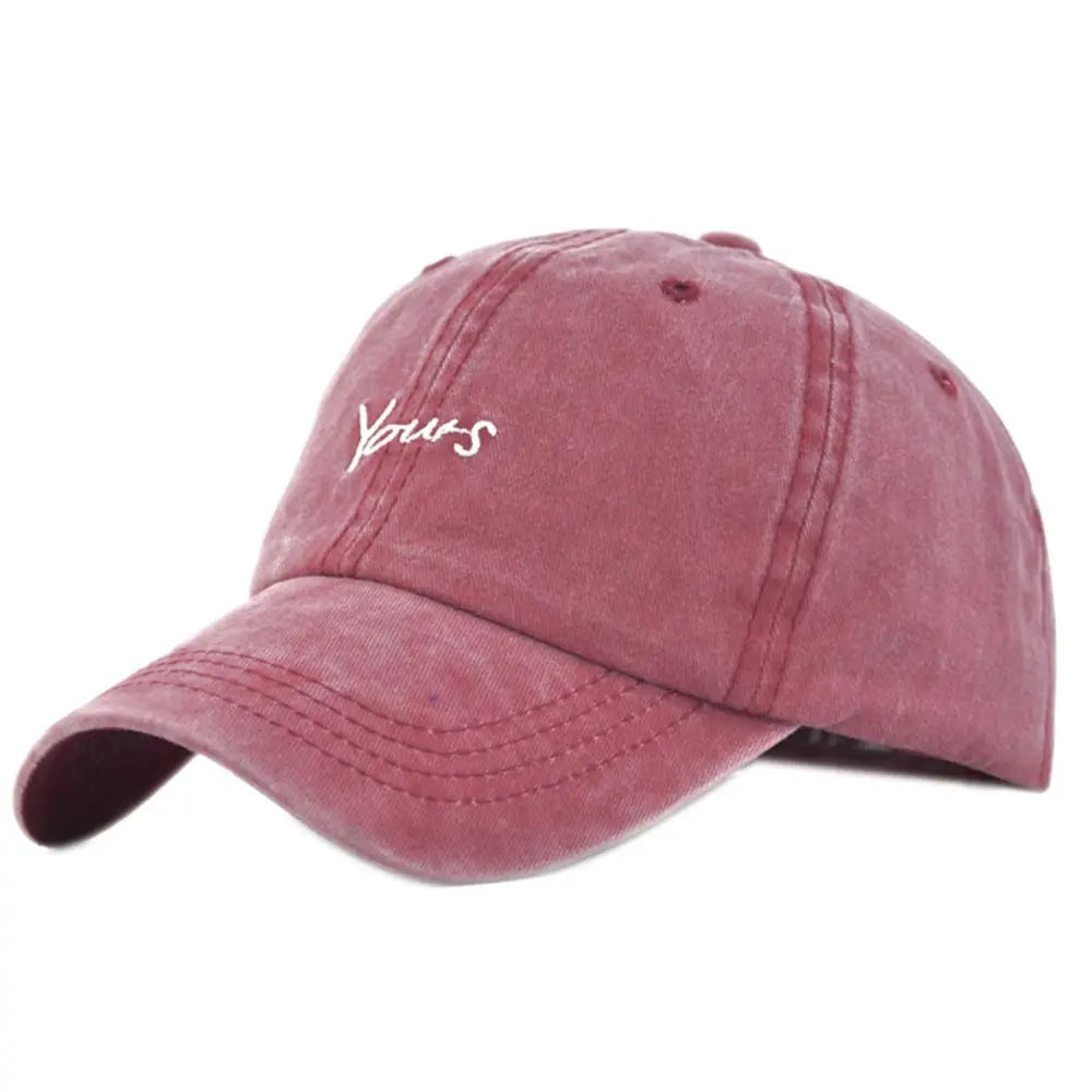 Washed Cotton Yours Letter Embroidered Cap Ripped Brim Hip Hop Distressed Baseball Cap Sunscreen Adjustable Sun Hat Zpaxo