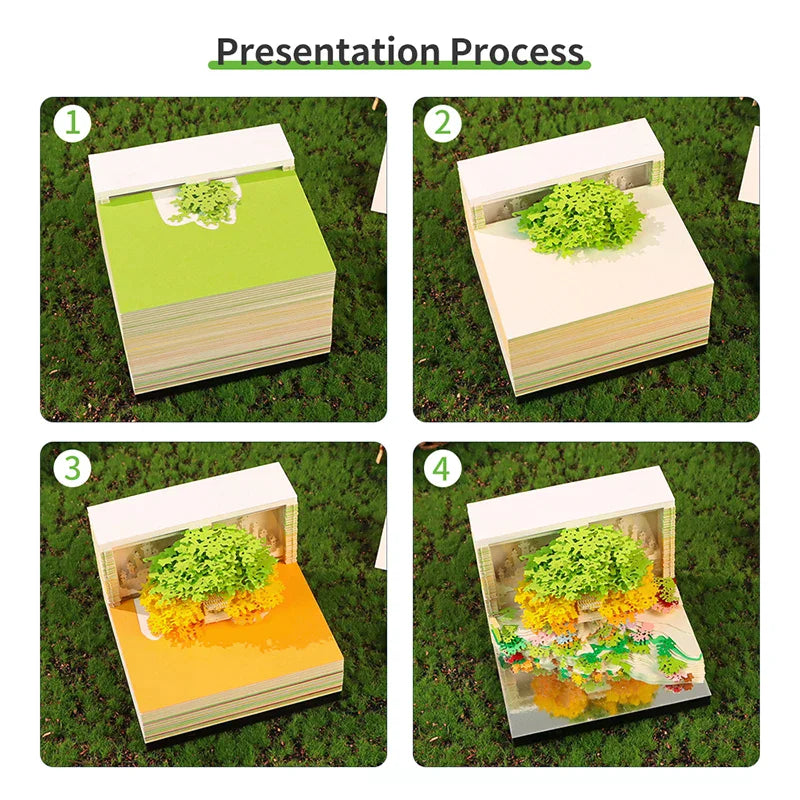 Time Piece Calendar 2026 Desk Calendar With LED Light 3D Tear-away Calendar Paper Carving Art Memo Pad Notepad Gift Christmas Zpaxo
