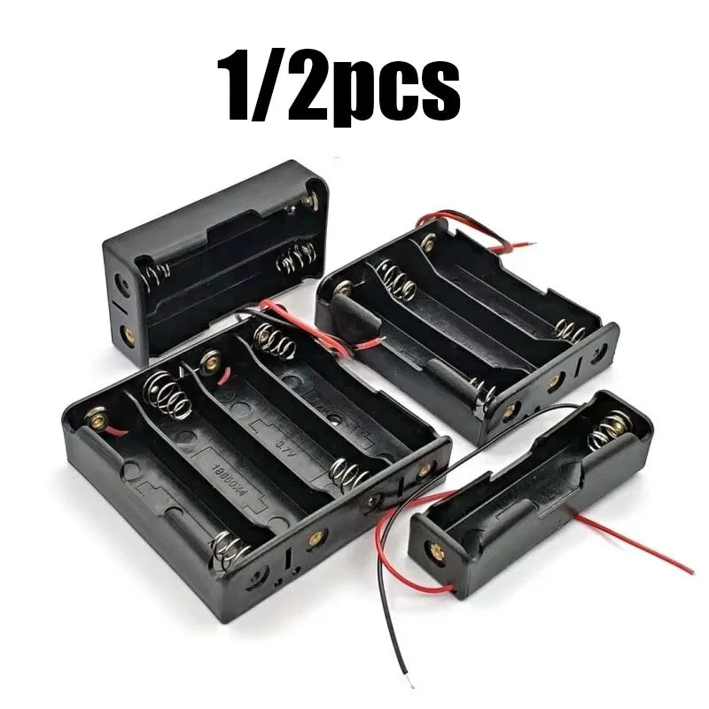 18650 Battery Holder Case – 1 2 3 4 Slot DIY Box with Wire Leads
