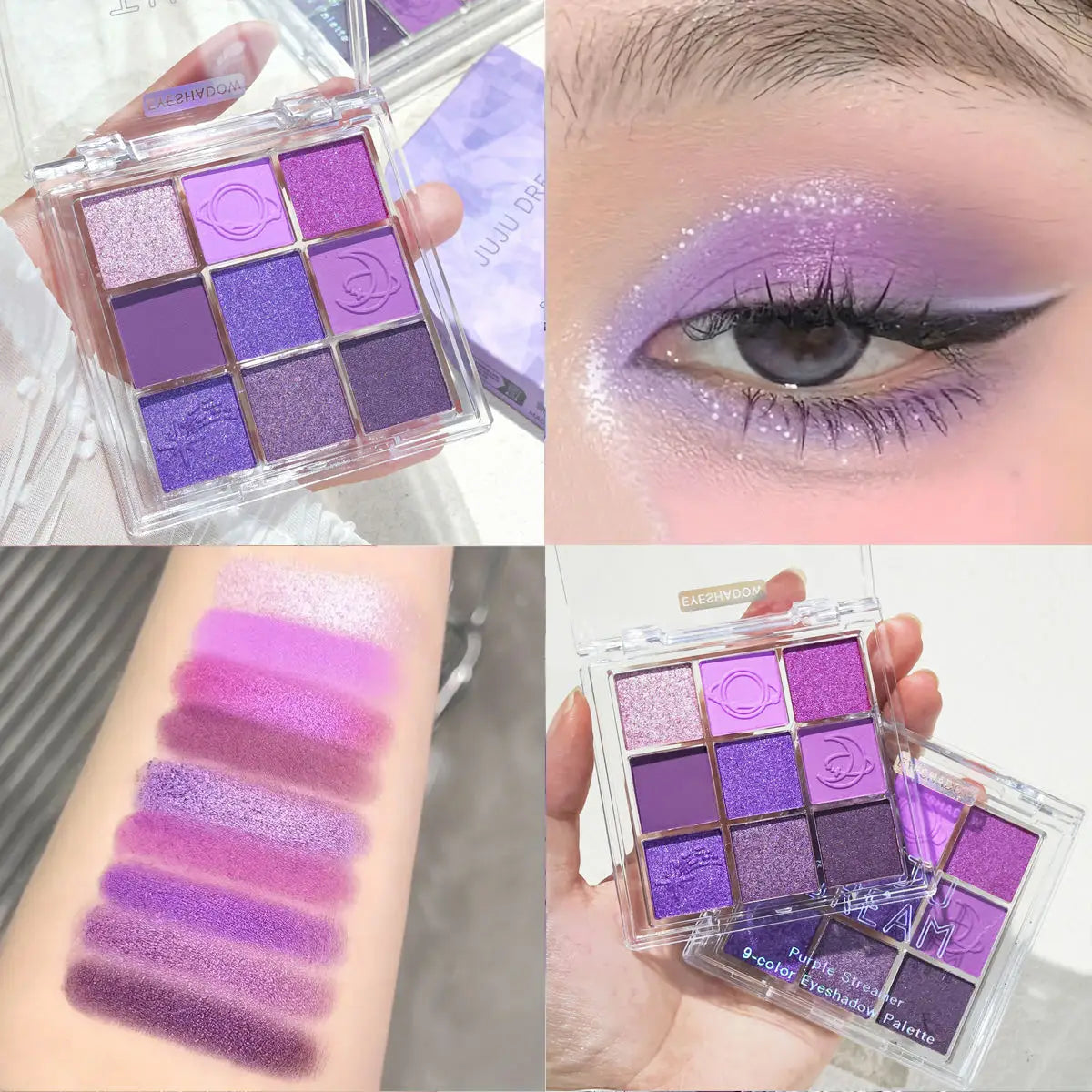 9-color purple and pink eyeshadow palette, long-lasting and waterproof, matte and shimmer finishes, smokey eye makeup palette. Zpaxo
