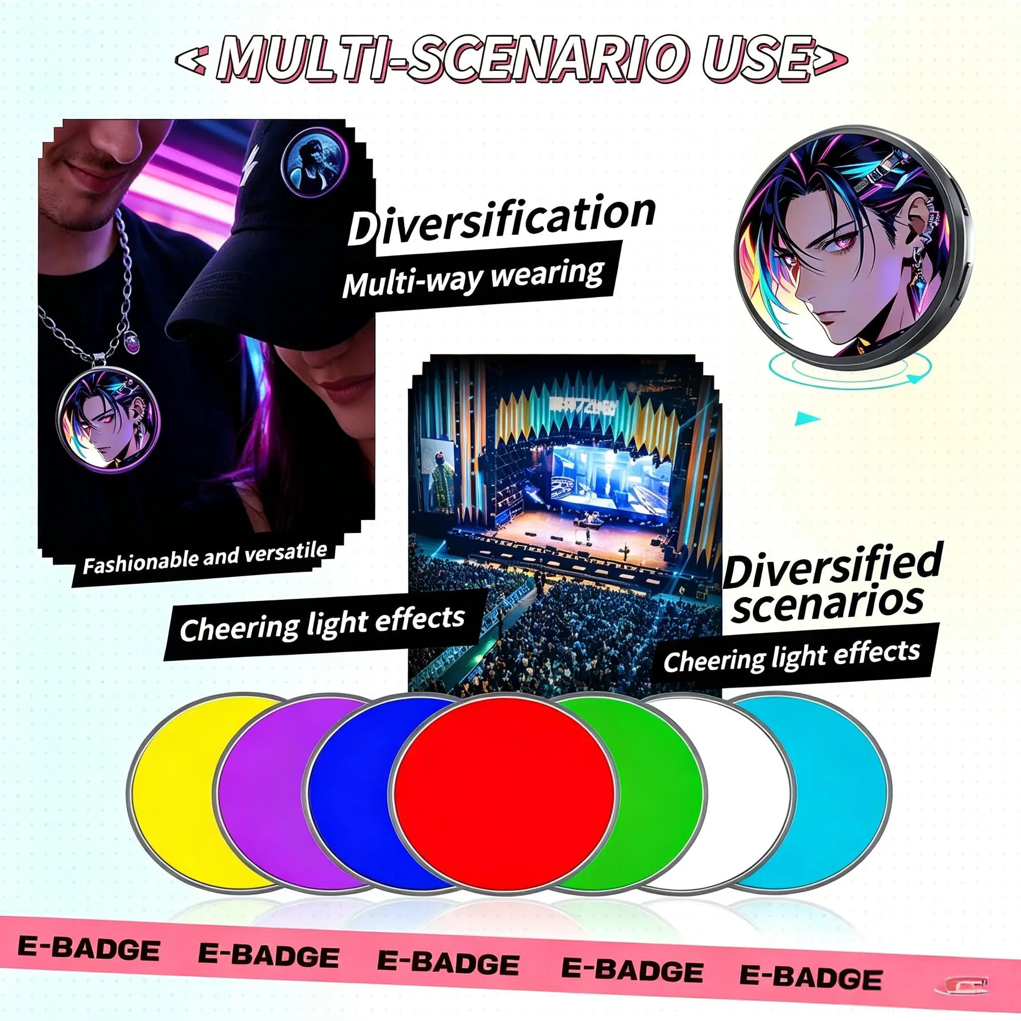Dynamic Electronic Badge HD Touch Screen Digital Photo Display Pin