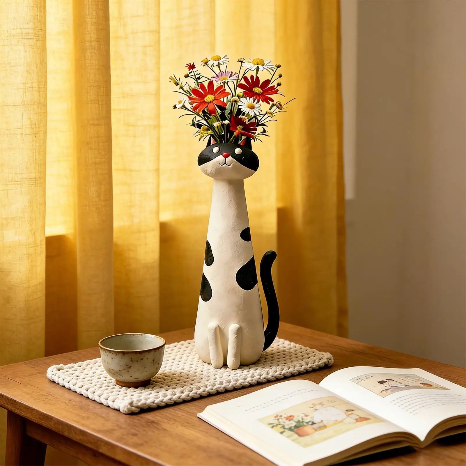 Cat Flower Vase Resin Funny Shape Container Vases Flowers Bouquet
