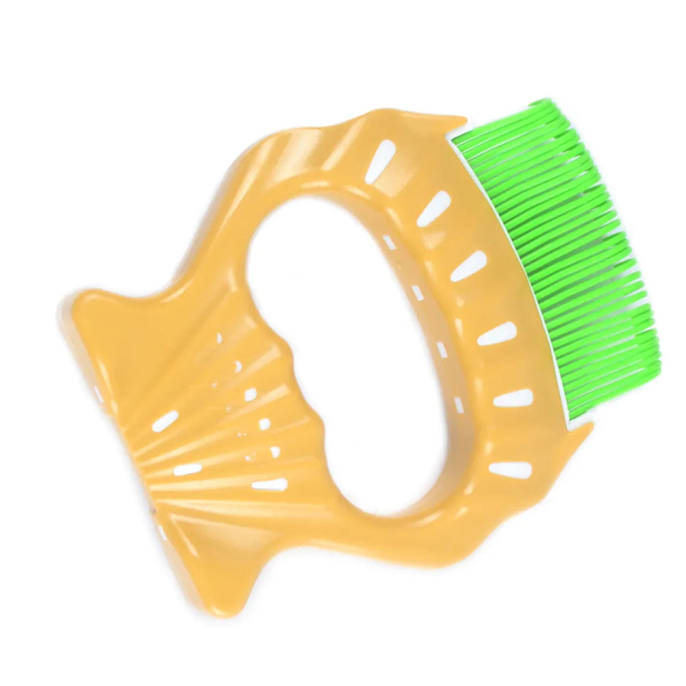 Green Rubber Pet Grooming Brush Shell Shape Design Massage Comb Dogs