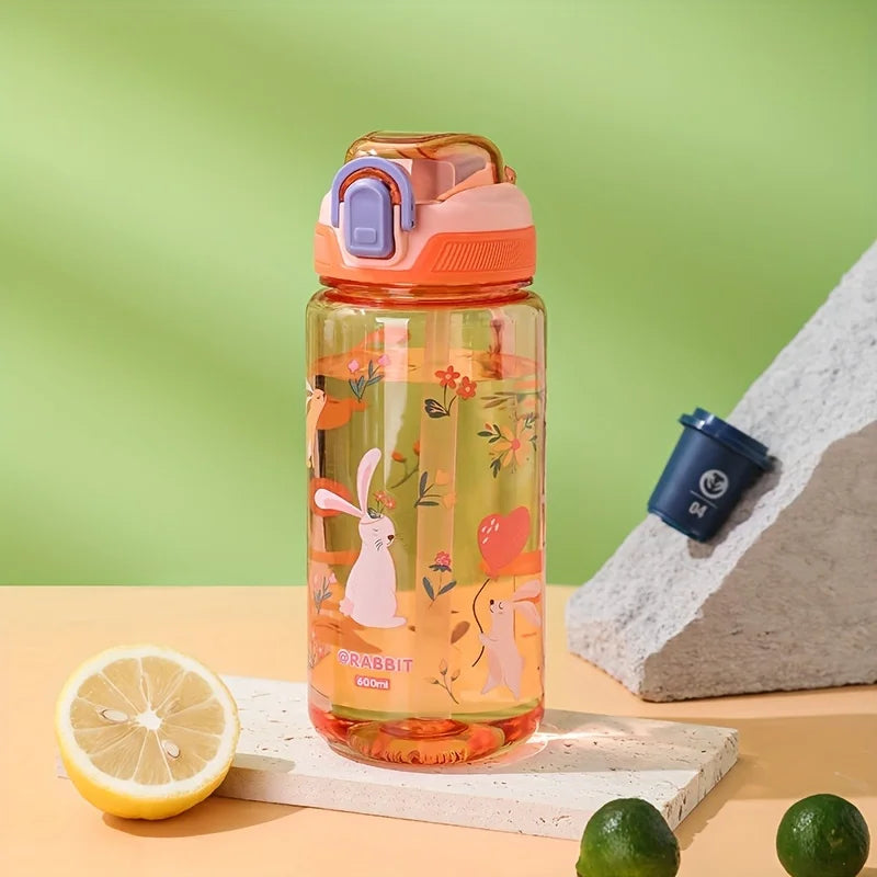 BPA Free Plastic Water Bottle Portable Leak Proof Sports Bottle 600ml Lightweight Reusable Drinking Bottle for Gym Fitness Outdo Zpaxo Orange 501-600ml
