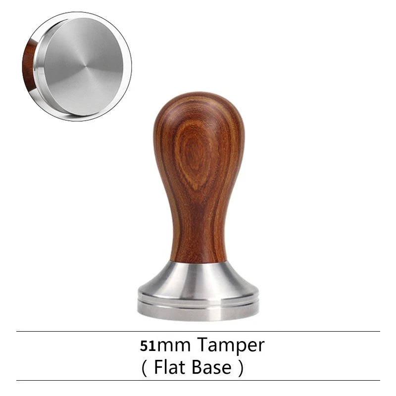 51/53/58mm Espresso Tamper – Stainless Steel & Wood Handle